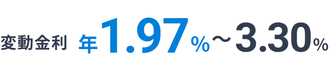変動金利 年1.82%~2.6% ※ご融資利率は、当行所定の審査により決定いたします。