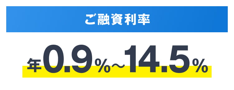 ご融資利率 年0.9%〜14.5%